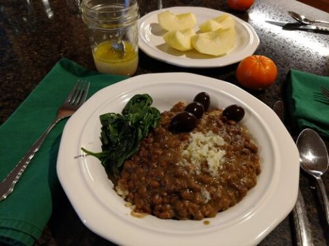 Rose's slow-cooked lentils with garlic lemon sauce are wonderful!
